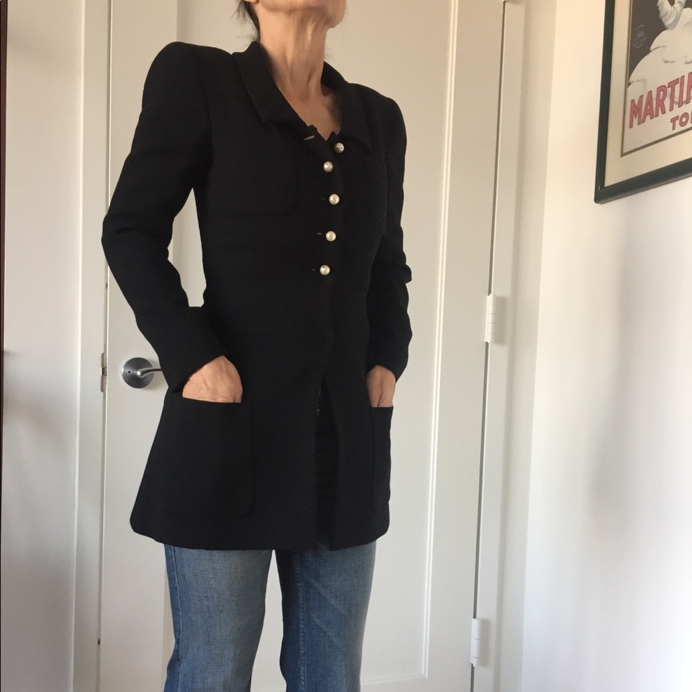 CHANEL Vintage Authentic Black Jacket Pearl Buttons - Picture 3 of 16